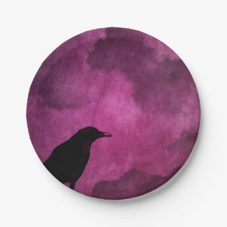 Spooky Halloween Raven Prints Paper Plates