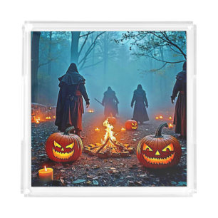 Spooky Halloween Ritual Design Acrylic Tray