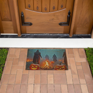 Spooky Halloween Ritual Design Fiber Doormat