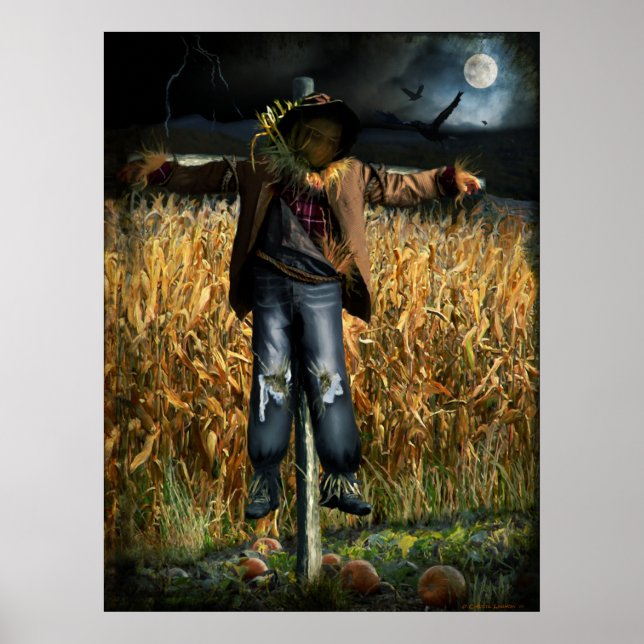 Spooky Halloween Scarecrow Poster (Front)