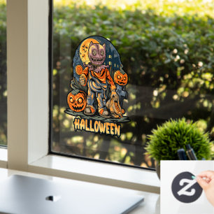 Spooky Halloween Scarecrow Trick-or-Treater Window Cling