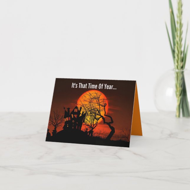 Spooky Halloween Scene Greeting Card (Front)