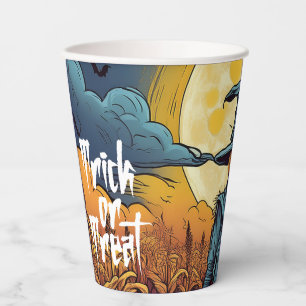 Spooky Halloween Shaman On Tree Stump Paper Cups