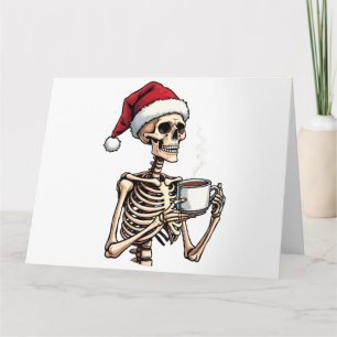 Spooky Halloween Sipping Coffee Christmas Santa  Card