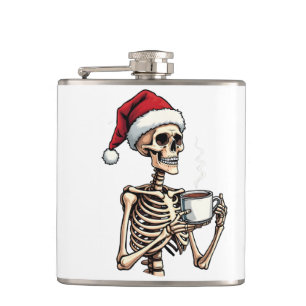 Spooky Halloween Sipping Coffee Christmas Santa Flask