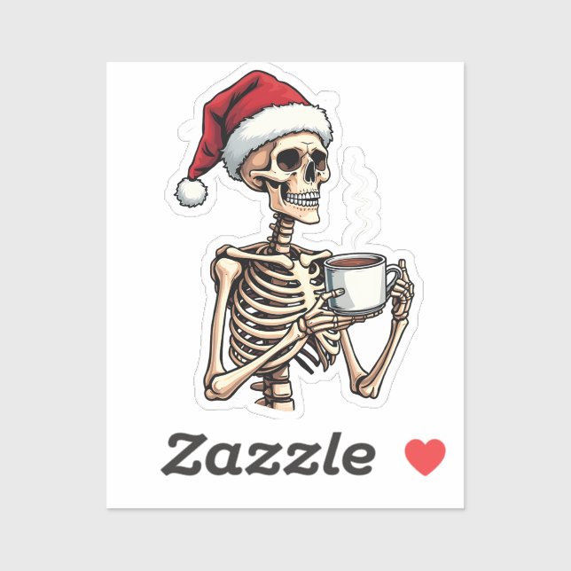 Spooky Halloween Sipping Coffee Christmas Santa  Sticker (Sheet)