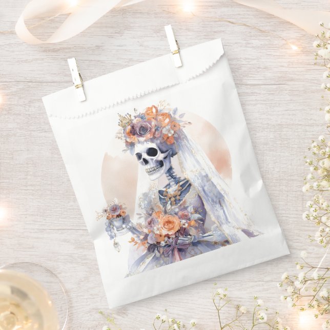 Spooky Halloween Skeleton Bride Favor Bags (Clipped)