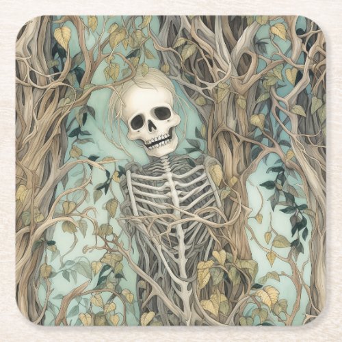 Spooky Halloween Skeleton Party Paper Coaster