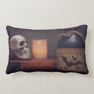 Spooky Halloween Skull and Jug Lumbar Pillow