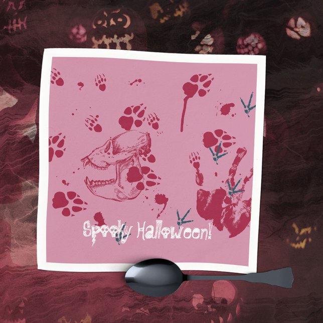 Spooky Halloween Skull Blood Traces Napkins (Spooky Halloween Skull Blood Traces Napkins ©Susanne Sachers - Sunny Mind Design 🌞)