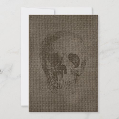 Spooky Halloween Skull Burlap Invitation