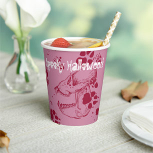 Spooky Halloween Skull Creepy Blood Traces Paper Cups