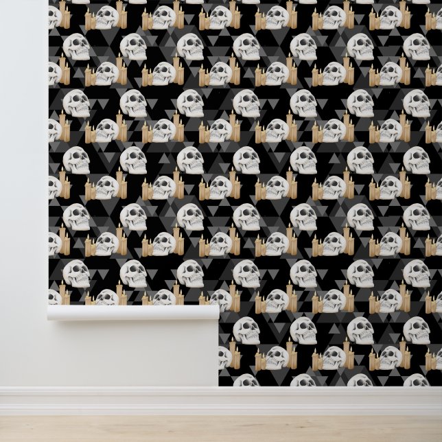 Spooky Halloween skulls tiled pattern Wallpaper (Application)