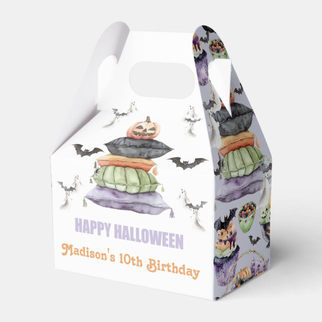 Spooky Halloween Sleepover Thank You Favor Boxes (Front Side)