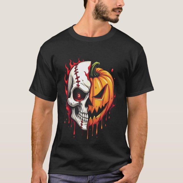 Spooky Halloween Sleleton Pumpkin Pastel Goth T-Shirt (Front)