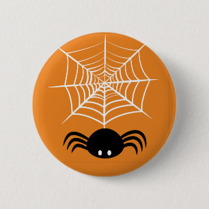 Spooky Halloween Spider Illustration Button