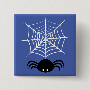 Spooky Halloween Spider Illustration Button