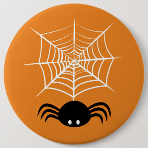 Spooky Halloween Spider Illustration Button