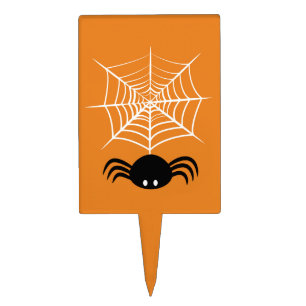 Spooky Halloween Spider Illustration Cake Topper