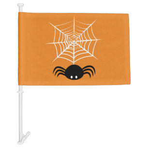 Spooky Halloween Spider Illustration Car Flag