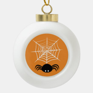 Spooky Halloween Spider Illustration Ceramic Ball Christmas Ornament