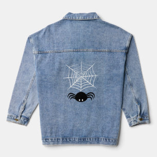 Spooky Halloween Spider Illustration Denim Jacket