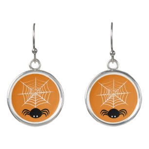 Spooky Halloween Spider Illustration Earrings