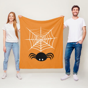 Spooky Halloween Spider Illustration Fleece Blanket