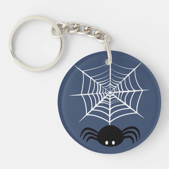 Spooky Halloween Spider Illustration Keychain (Front)