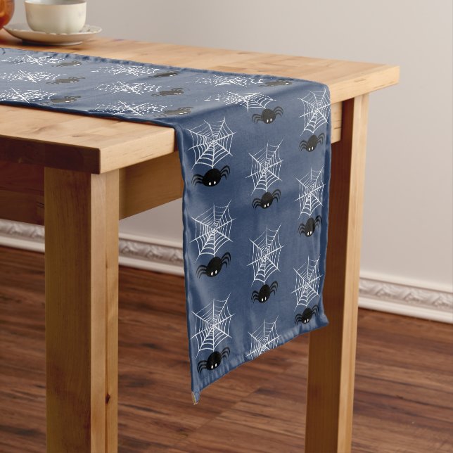 Spooky Halloween Spider Illustration Long Table Runner (In Situ)