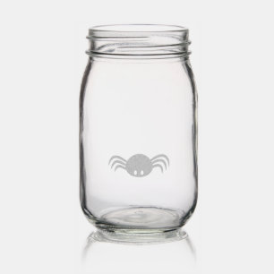 Spooky Halloween Spider Illustration Mason Jar