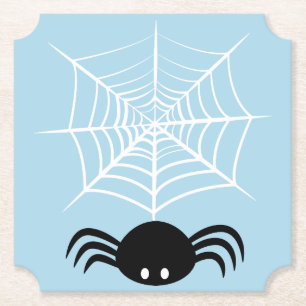 Spooky Halloween Spider Illustration Paper Coaster