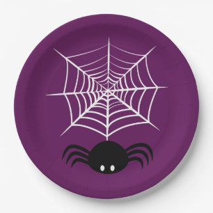 Spooky Halloween Spider Illustration Paper Plates