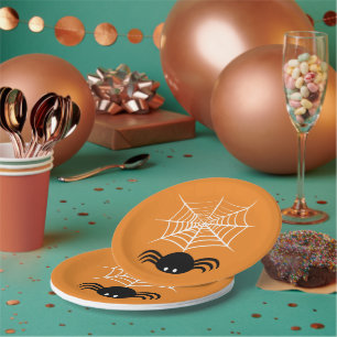 Spooky Halloween Spider Illustration Paper Plates