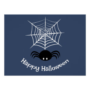 Spooky Halloween Spider Illustration Poster