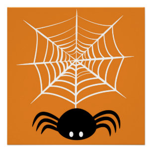 Spooky Halloween Spider Illustration Poster