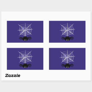 Spooky Halloween Spider Illustration Rectangular Sticker