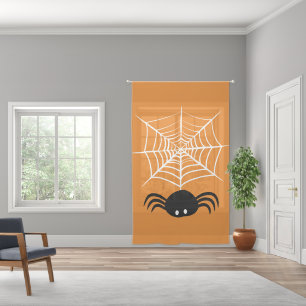 Spooky Halloween Spider Illustration Sheer Curtains