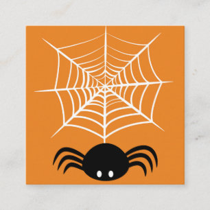 Spooky Halloween Spider Illustration Square Business Card
