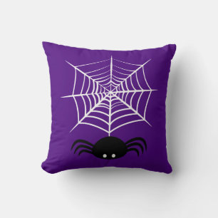 Spooky Halloween Spider Illustration Throw Pillow