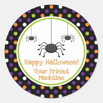 Spooky Halloween Spider | Kids Halloween Sticker by NoteworthyPrintables at Zazzle