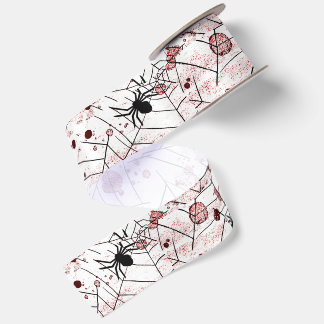 Spooky Halloween Spider Web Satin Ribbon