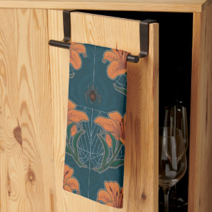 Spooky Halloween Spiders & Lily Victorian Vintage Kitchen Towel