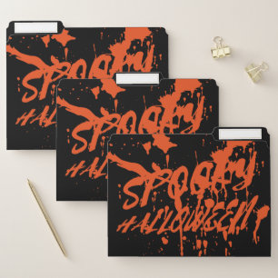 Spooky Halloween Splash Retro Red Orange Horror File Folder