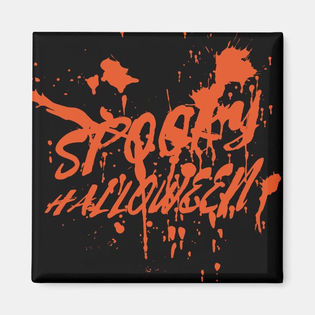 Spooky Halloween Splash Retro Red Orange Horror Magnet (Front)