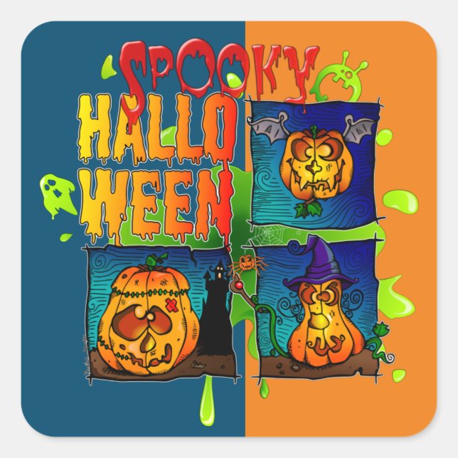 Spooky Halloween Square Sticker (Front)