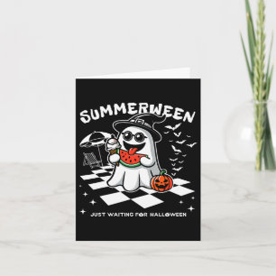 Spooky Halloween Summer Vibes Pumpkin Ghost Tee Card