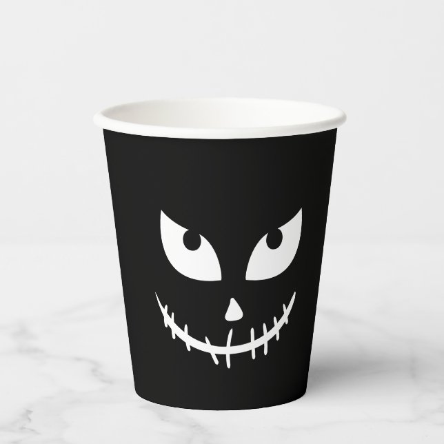 Spooky Halloween summerween black pumpkin Paper Cups (Front)