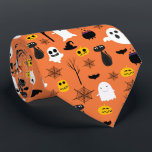 Spooky Halloween symbols classic colors pattern Neck Tie<br><div class="desc">Spooky Halloween symbols are patterned in traditional Halloween colors of yellow,  orange,  white,  and black. Cool modern design.</div>