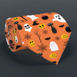 Spooky Halloween symbols classic colors pattern Neck Tie<br><div class="desc">Spooky Halloween symbols are patterned in traditional Halloween colors of yellow,  orange,  white,  and black. Cool modern design.</div>